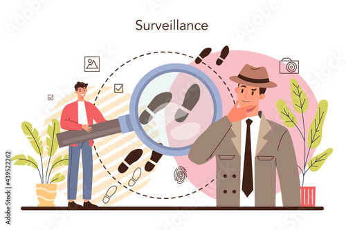 Professional detective concept. Agency investigating a crime place
