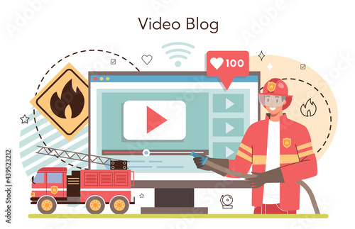 Firefighter online service or platform. Professional fire brigade