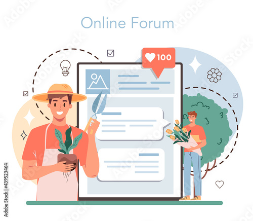 Florist online service or platform. Floral designer making bouquet