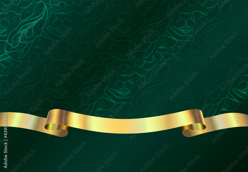 Luxury vector background. Gold pattern on a green background. Stock Vector  | Adobe Stock