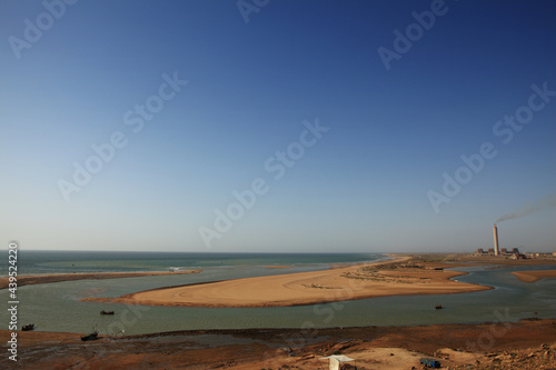 Fishermen Boat Creek Mouth Arabian Sea Karachi Pakistan photo