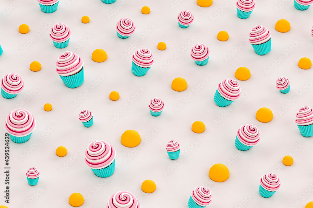 pink Cupcakes and orange balls pink Cupcakes and orange balls