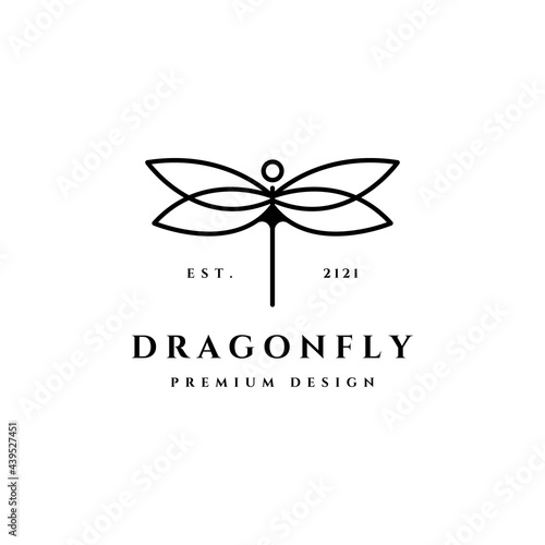 dragonfly line art icon logo minimalist vector illustration design