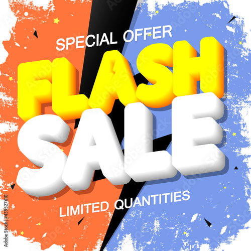 Flash Sale, poster design template, special offer, discount banner, vector illustration