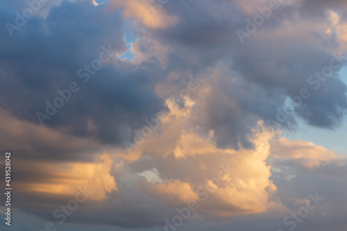 Sticker Beautiful sunset evening orange, yellow and dark clouds