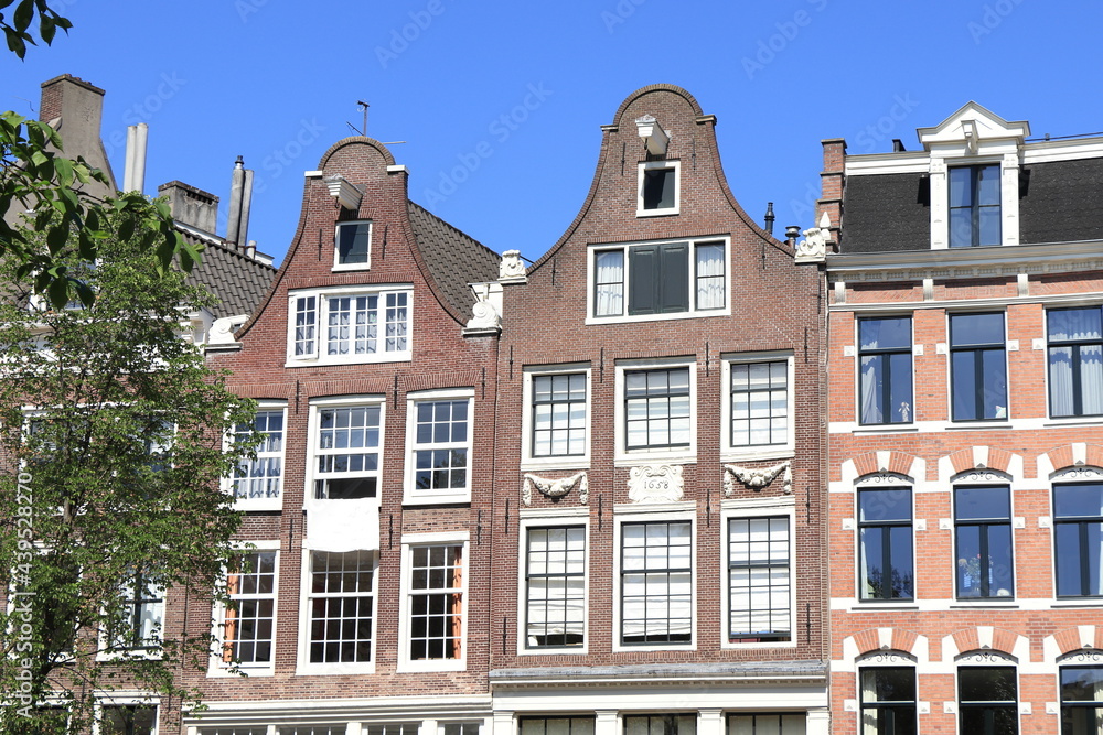 Amsterdam Historic Canal House Facades with Bell Gables
