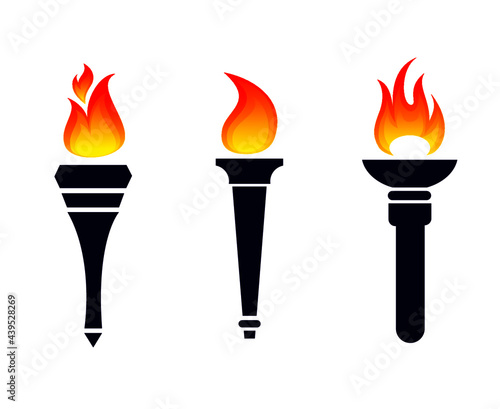 abstract torch Collection Blue design icons illustration with White Background
