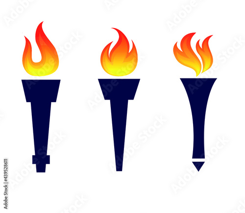 Blue torch Collection Flaming on Background illustration abstract design