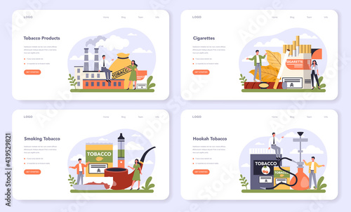 Tobacco production industry sector of the economy web banner or landing