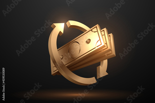 currency exchange gold sign on black background