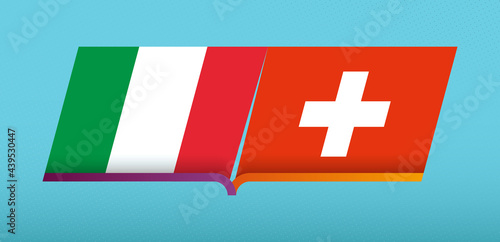 Football icon of Italy versus Switzerland in Football Competition.