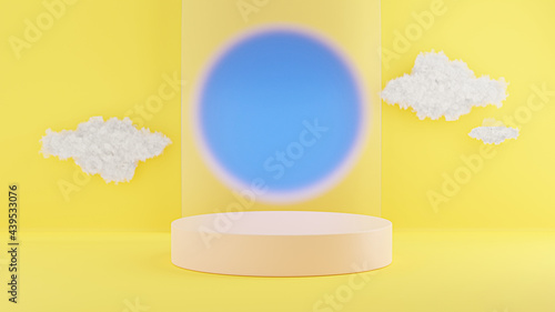 cylinder podium with abstract background,clouds sky for product display © KWstudio