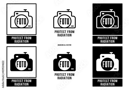 A set of manipulation symbols for packaging cargo products and goods. Marking - Protect from radiation! Vector elements.