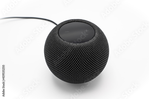 Dark mini speaker isolated on white background