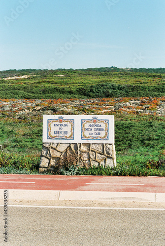 Sign with street names in the nature photo
