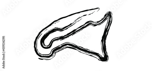 Magny Cours and Nevers circuit, France ( f1; formula ). Grand prix race track for motorsport or motor racing. Vector, line pattern. Top view.