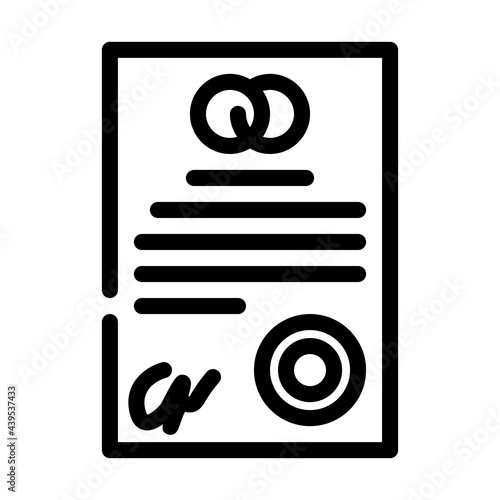 marriage contract line icon vector. marriage contract sign. isolated contour symbol black illustration