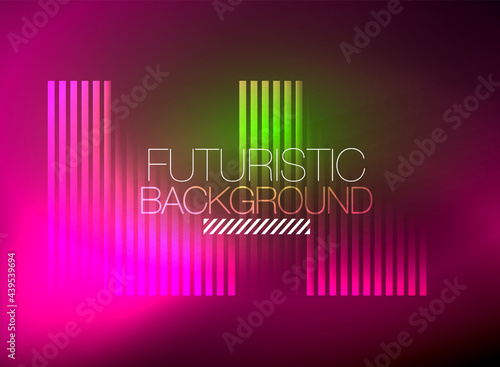 Bright neon color techno abstract background  shiny glowing neon lines in the dark background