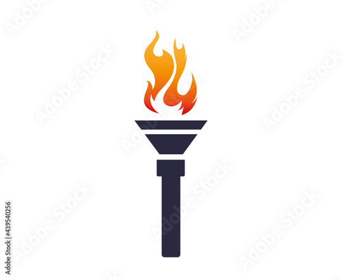 design Blue torch Flaming on Background White abstract illustration 
