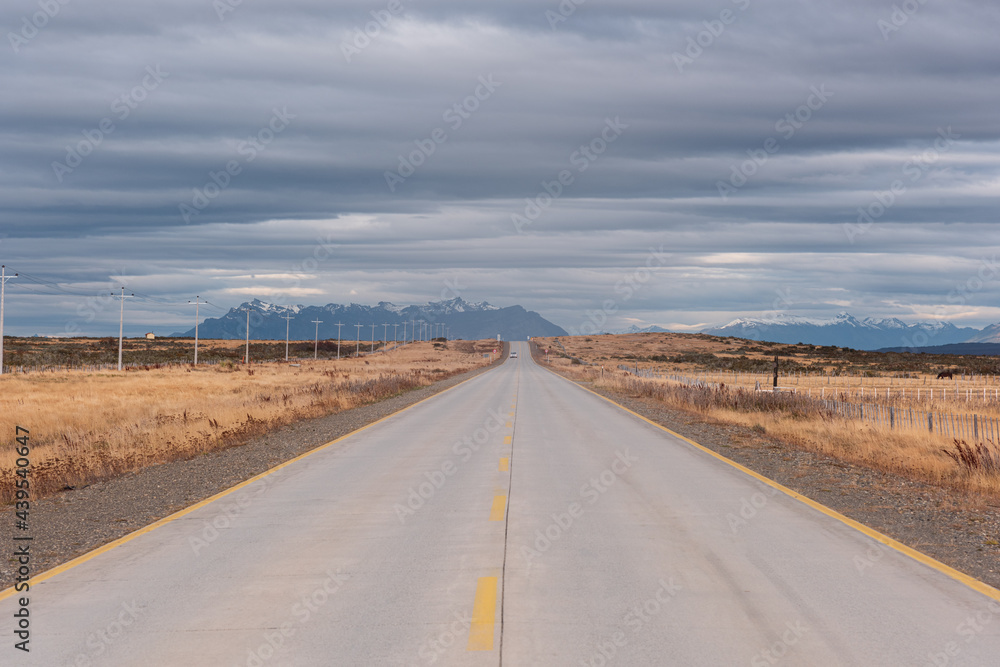 Clouds over the freeway. The natural scenery that makes people feel lonely and depressed. Natural beauty of South America.