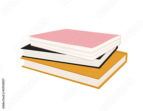Vector illustration of different stacks of books. Hand-drawn set, in flat style. The concept of objects for learning, reading. School tools. Suitable for book shops, a publishing houses.