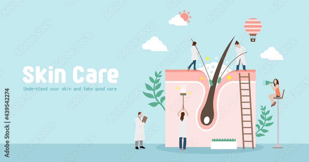 Naklejka premium Skin care concept vector banner illustration