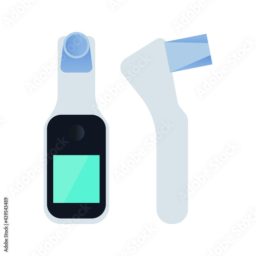 Set of Portable Spirometer Device Icon in Color Isolated on White Background. Asthma. Medical Device that Measures Maximum Possible Expiratory Flow Rate.