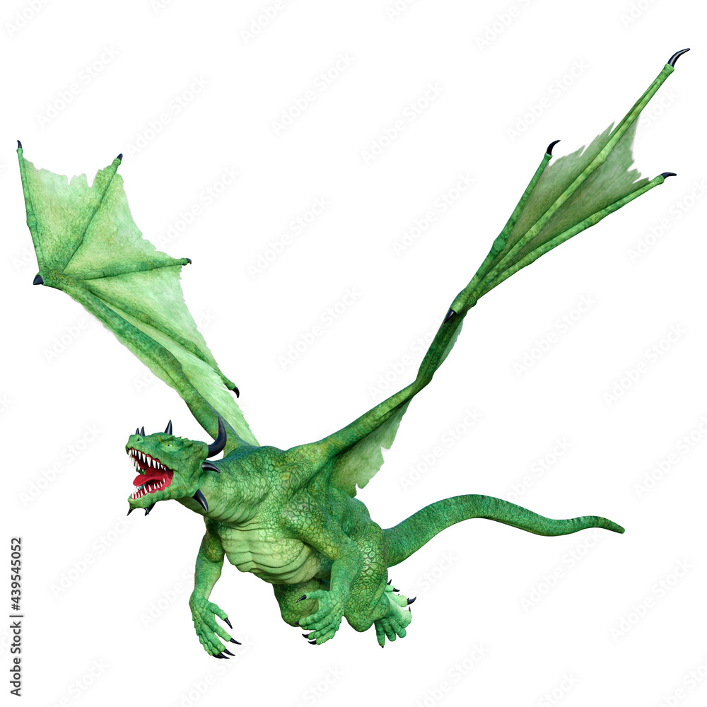 Naklejka premium 3D Rendering Fairy Tale Dragon on White