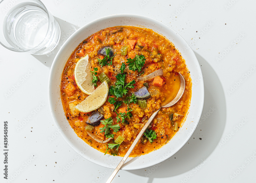 Bowl of vegan lentil soup Bowl of vegan lentil soup
