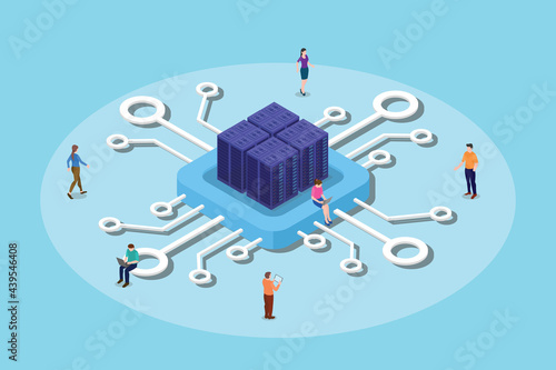 cpu data computing or processing concept with modern flat isometric style