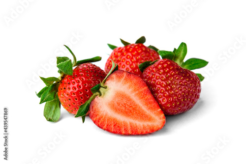 Heap of strawberries isolated on white background.