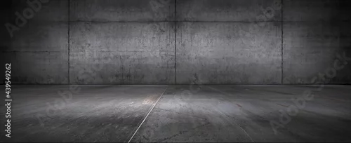 Panel kuchenny z motywem Dark Floor Background Concrete Wall Empty Stage Backdrop for Product Placement and Presentation