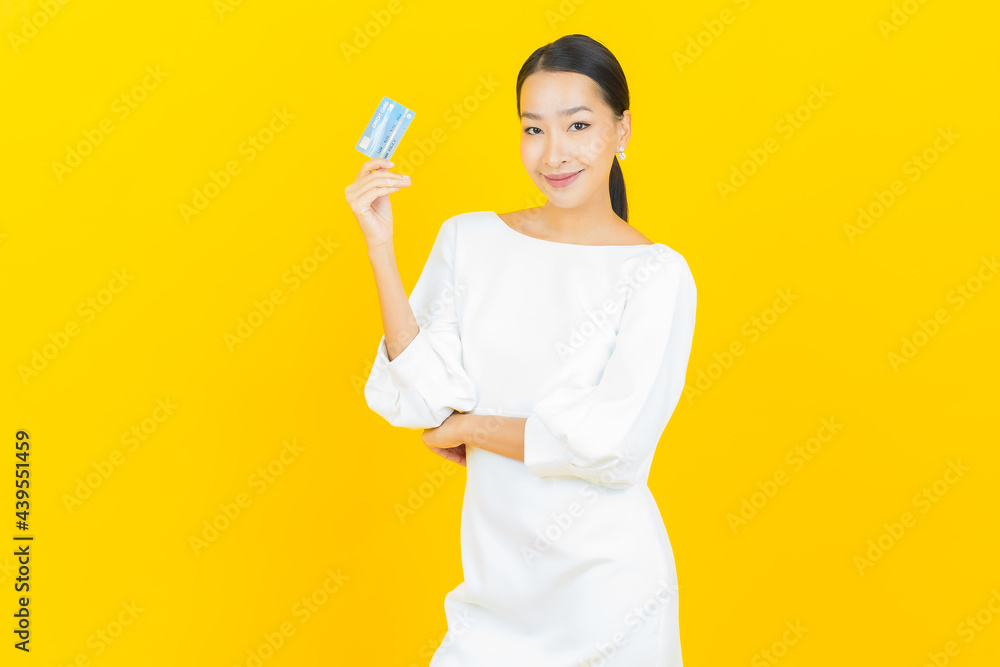 Portrait beautiful young asian woman smile with credit card Portrait beautiful young asian woman smile with credit card