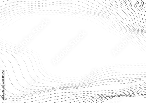 Grey dotted lines fluid 3d waves abstract modern graphic design. Sci-fi tech background. Vector wavy illustration