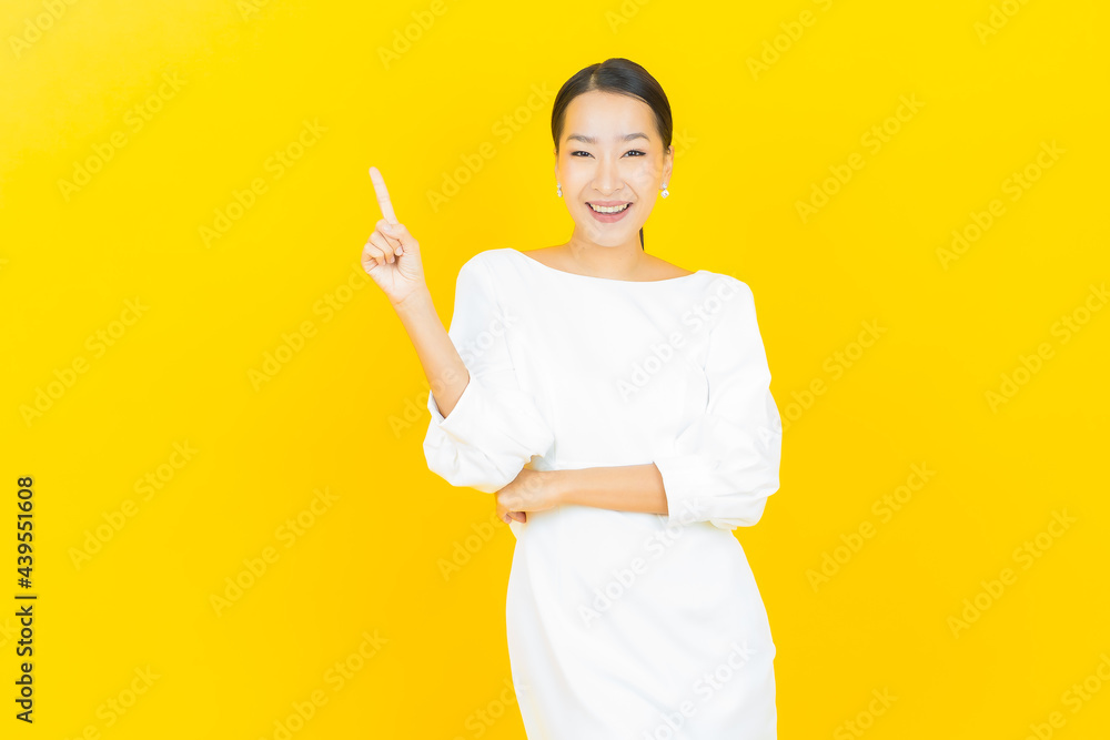 Portrait beautiful young asian woman smile with action Portrait beautiful young asian woman smile with action