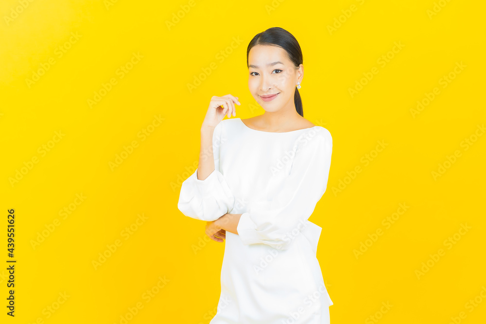 Portrait beautiful young asian woman smile with action Portrait beautiful young asian woman smile with action