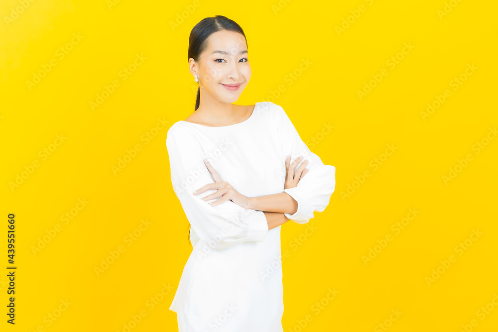 Portrait beautiful young asian woman smile with action Portrait beautiful young asian woman smile with action
