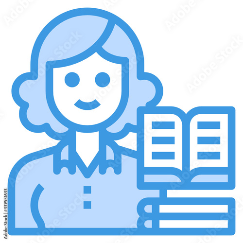 Librarian blue line icon