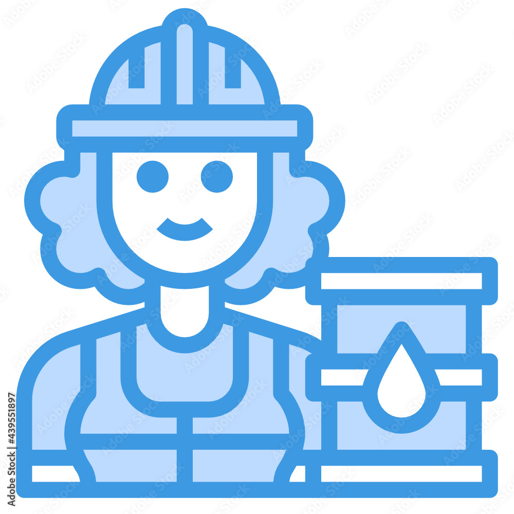 Worker blue line icon Worker blue line icon