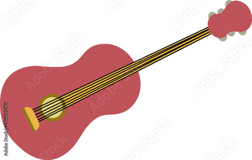 Brown Acoustic Guitar Vector Isolated on White Background. Children Book Illustration Graphics. Musical Instruments for Rockstars Vector Graphics. photo