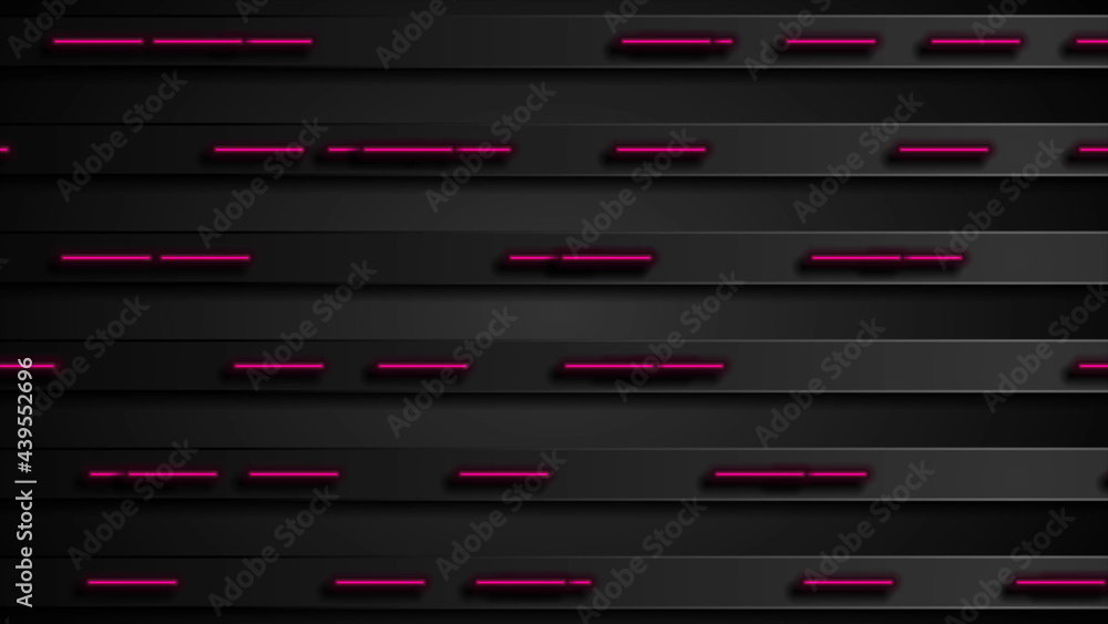 Black and glowing neon purple stripes abstract tech background