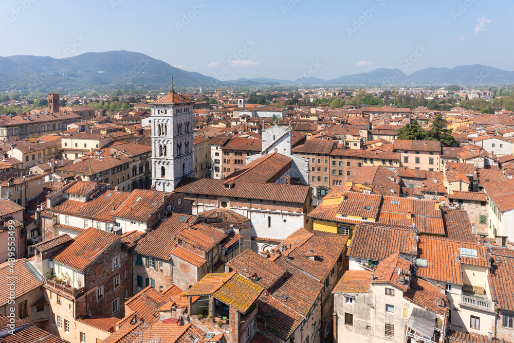 View looking west from Tower Delle Ore. Lucca. Italy View looking west from Tower Delle Ore. Lucca. Italy