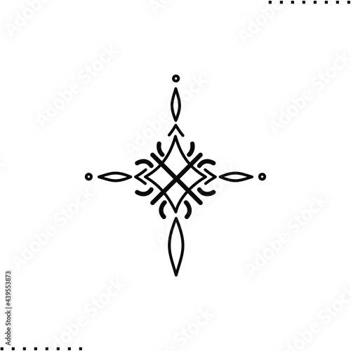 elegant star decoration, tattoo vector design in outline