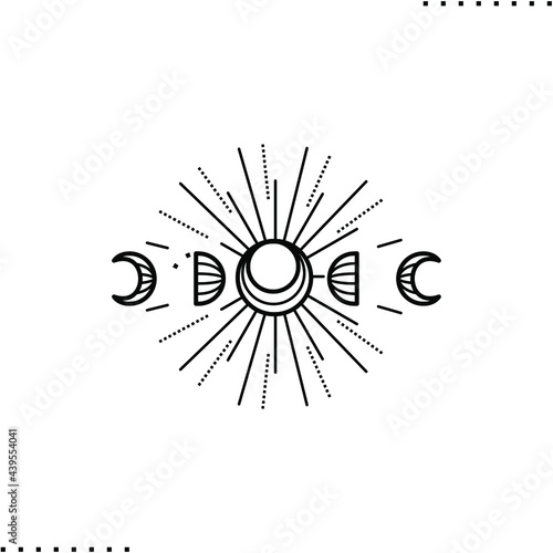 Bohemian linear logo and symbol of moon in outline