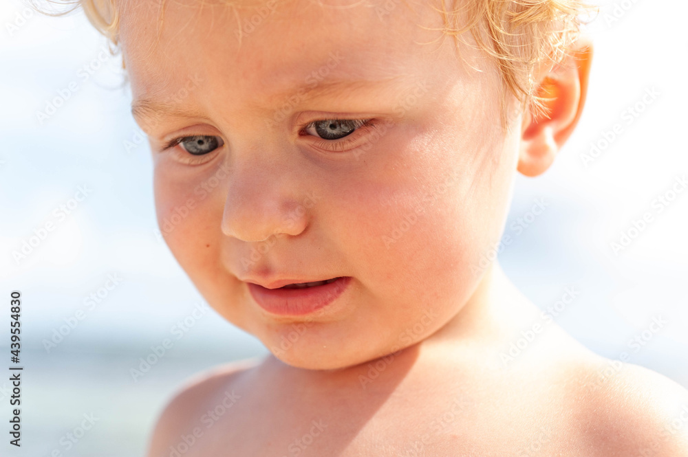 Portrait of Blonde Toddler near the Caribbean Sea Portrait of Blonde Toddler near the Caribbean Sea