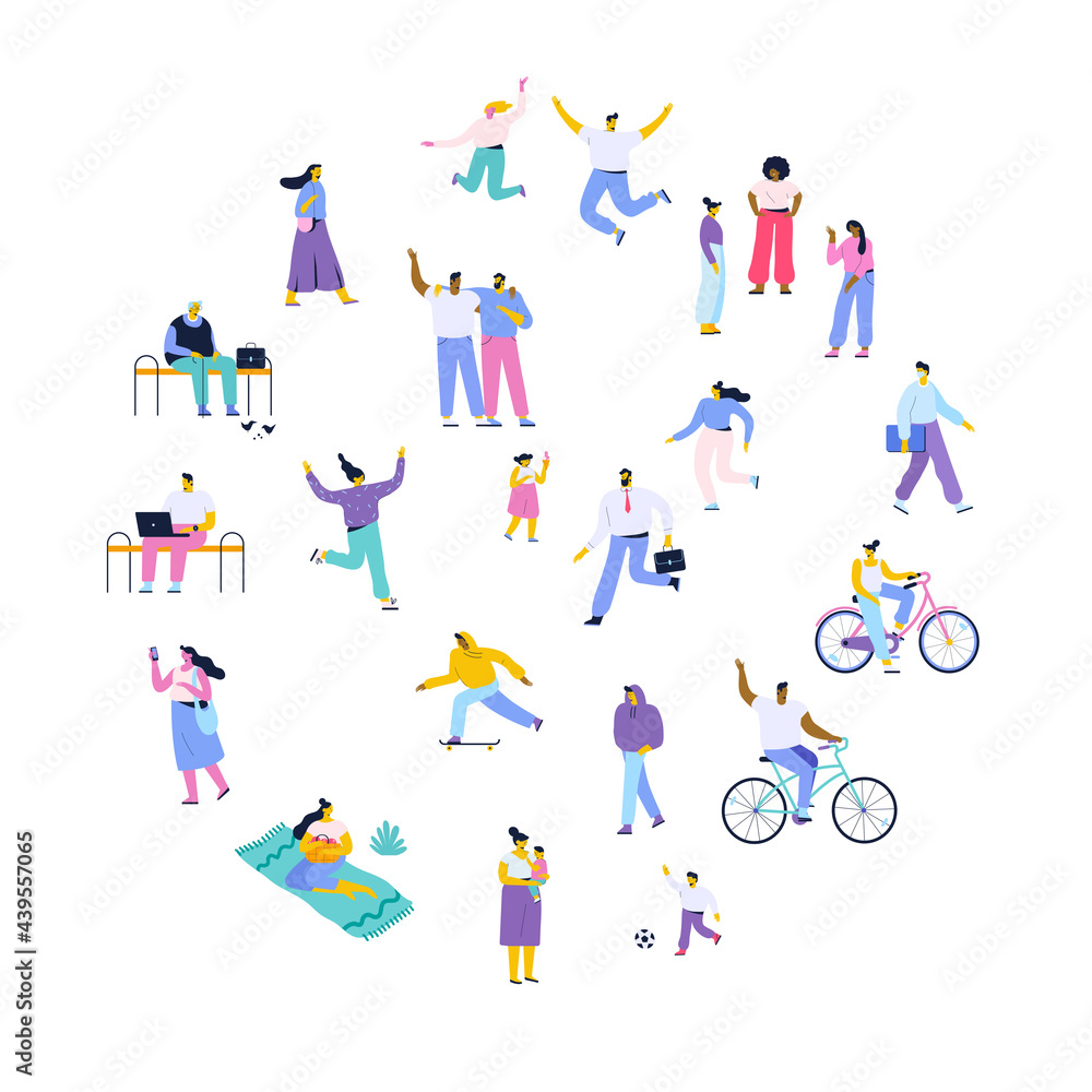 Crowd. Different People vector set. Collection of cartoon men and women isolated on white background. Colorful vector illustration in flat cartoon style. Crowd. Different People vector set. Collection of cartoon men and women isolated on white background. Colorful vector illustration in flat cartoon style.