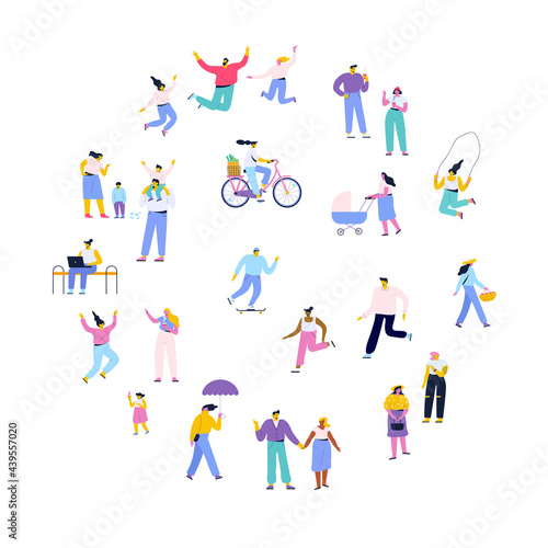 Crowd. Different People vector set. Collection of cartoon men and women isolated on white background. Colorful vector illustration in flat cartoon style.