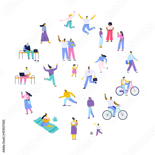 Crowd. Different People vector set. Collection of cartoon men and women isolated on white background. Colorful vector illustration in flat cartoon style.