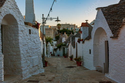 Sunrise in Alberobello. the town of trulli in Puglia, a fantastic landscape