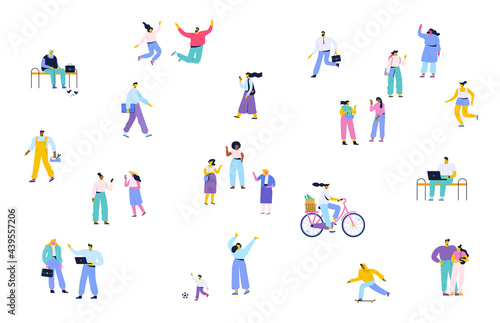 Crowd. Different People vector set. Collection of cartoon men and women isolated on white background. Colorful vector illustration in flat cartoon style.